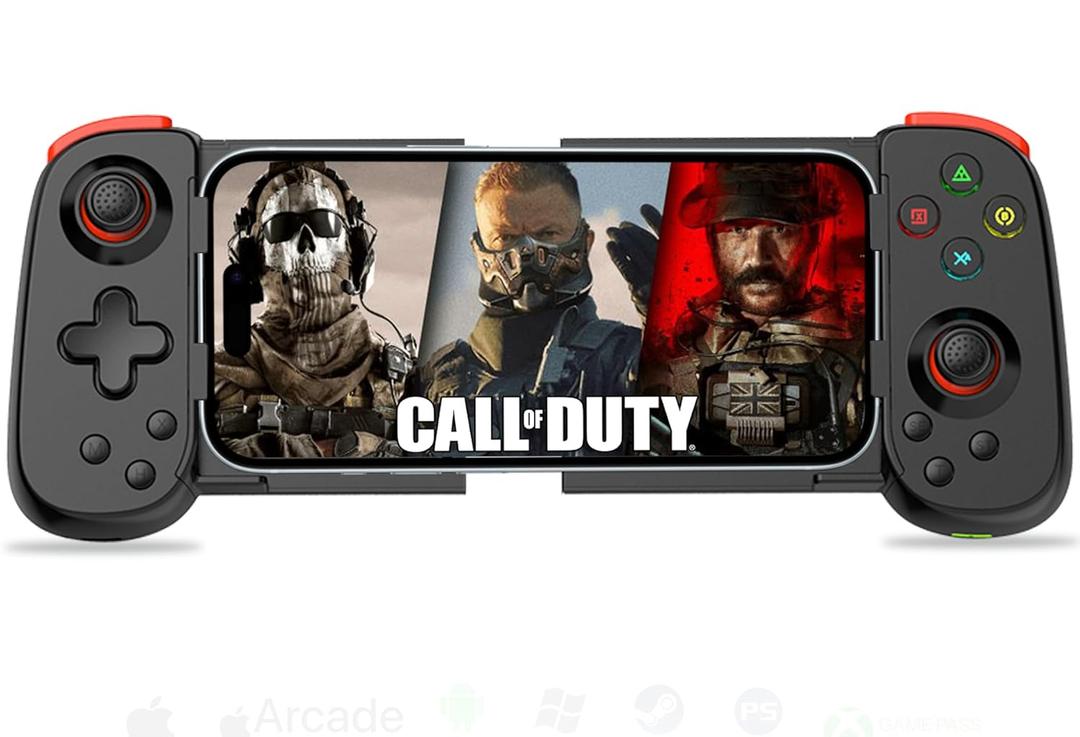 Koiiko Wireless Controller for iPhone 17/Android/PC/iPad/Tablet/Appl Arcade MFi Games/Switch, Support Streaming on PS/Xbox/PC Console, Cloud Gaming Gamepad Joystick - Turbo/Dual Motors Black