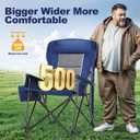 LET'S CAMP Oversized Camping Chairs 29.52" High Back Heavy Duty Lawn Chair Support 500LBS, Portable Collapsible Chair with Cup Holder, Side Pocket,2 Pack(Blue), Twin Pack