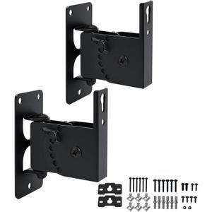 Speaker Wall Mount, Wall Speaker Mount All Metal Speakers Wall Mount Brackets for Small SpeakersSwivel & Tilt,Hold up to 30lbsHD-618 (2Packs,Black)