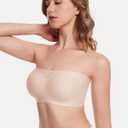 HBselect Strapless Bras for Women Seamless Non-Slip Silicone Padded Bandeau Bra Comfort Wireless Tube Top Bralette (M)