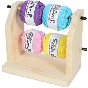 Olikraft Double Revolving Yarn Holder - Horizontal Yarn Spindle Feeder or Dispenser - Craft Supplies for Crochet and Knitting