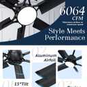60 Inch Outdoor Ceiling Fans with Lights and Black Aluminum Blades,Smart Ceiling Fan with Alexa APP Remote Control,6 Speed,Dimmable,Slient DC Motor Large Indoor fan for Living Room,Bedroom