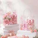 Tioncy 24 Pcs Pink Bow Gift Bags with Handles Mother's Day Bow Clear PVC Goodie Treat Candy Bag Bows Theme Present Wrap Tote Bags for Birthday Party Favor Weddings Decoration Bridesmaid Supplies