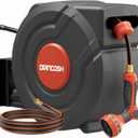 3rd Generation Retractable Garden Hose 155 ft x 1/2 inch Heavy Duty Wall-Mounted Hose Reels 180 Swivel Automatic Slow Return Any Length Lock 9 Pattern Nozzle UV Resistant (Black)