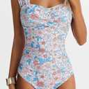 Womens One Piece Swimsuits Tummy Control Bathing Suits Modest Full Coverage Swimsuit Wide Straps Swimwear (Blue)