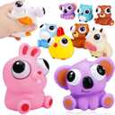 Animal Squeeze Toys with Pop Out Eyes Eye Popping Stress Relief Toy Balls Fun Fidget Gagdets for Kids Birthday Party Favors 8 Pack