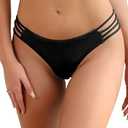 SHEKINI Womens Strappy Thong Bikini Bottom String Low Waisted Swimsuit Bottom HIGT Cut Bathing Suit Bottoms Medium
