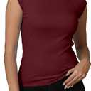Dwnval Womens Cap Sleeve Crew Neck Shirts Y2K Slim Fit Ribbed Knited Crop Tops 2026 Summer (XL)
