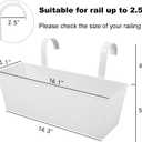 Railing Planters Outdoor Balcony 16 Inch Deck Over The Railing Planter Boxes Hanging Planters for Fence Flower 3 Pcs (White)