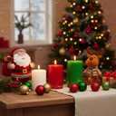 3 Pcs Flameless Candles Battery Operated Wax LED Flickering Flameless Pillar Candles with Remote for Halloween Christmas Home Wedding Autumn Decor(White,Red,Green)