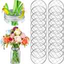 Patelai Mason Jar Frog Lid Insert Metal Flower Organizer Frog Lid Insert with Square Grids for Regular Mouth Mason Canning Jars(12 Pieces)