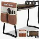FLORA GUARD Garden Kneeler and seat, Folding seat with Tool Bag, Rattan Cushion, Heavy Duty Carbon Steel Construction, Perfect Gardening Gift for Seniors and Women