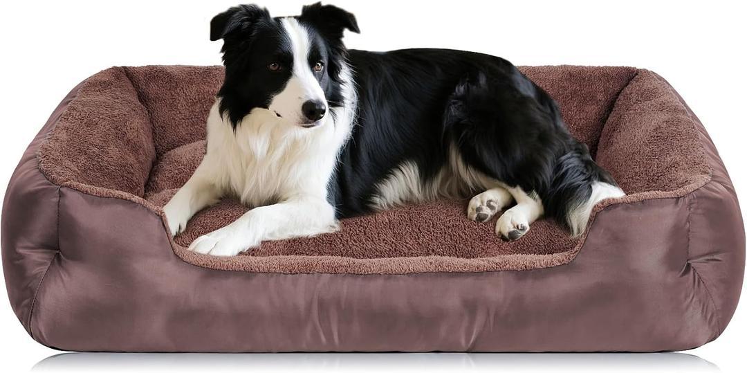 Dog Bed for Medium Dogs, Durable Comfortable Pet Bed Up to 30/50/90/100 lbs, Self-Warming and Washable (Large (31"x24"x7"), Brown)