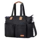 Lekebaby Diaper Bag Tote, Large Diaper Bags Waterproof,Large Mommy Bag for Hospital, Baby Bags for Mom Travel Diaper Tote Messenger Purse, Quilted Black