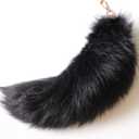 Chic and Alluring Natural Fox Tail Charms - Multicolor Fashionable Accessory Attachments (Black)