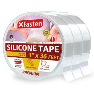 XFasten Self Fusing Silicone Tape Waterproof Clear  1" x 36 Feet (3-Pack 108ft), Self Amalgamating Tape, Silicone Rubber for Plumbing, Sealing Pipes, Hose Repair, Outdoor Coax and Electrical Cables (1-Inch x 36-Feet (3 Pack))