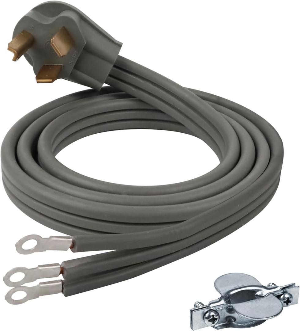 3 Prong Dryer Cord, 6 Ft 10/3 SRDT, 30 Amp Appliance Extension Power Cord, NEMA 10-30 Plug, Grey