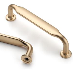 Asidrama 10 Pack 3 Inch(76mm) Brushed Brass Kitchen Cabinet Handles, Cabinet Pulls Kitchen Cabinet Hardware for Cupboard Drawer Pulls (3" Hole Center)