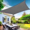 KANAGAWA Sun Shade Sail Curved 20'X26' Dark Gray Rectangle Outdoor Shade Cover UV Blovk Canopy for Patio Garden Backyard Heavy Duty Permeable 185GSM