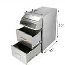 Ryan Outdoor Kitchen Drawers Stainless 17x30x21 Inch, 3-Tier Stainless Steel BBQ, Triple Access Drawers with Handle for BBQ Island Outdoor Kitchen