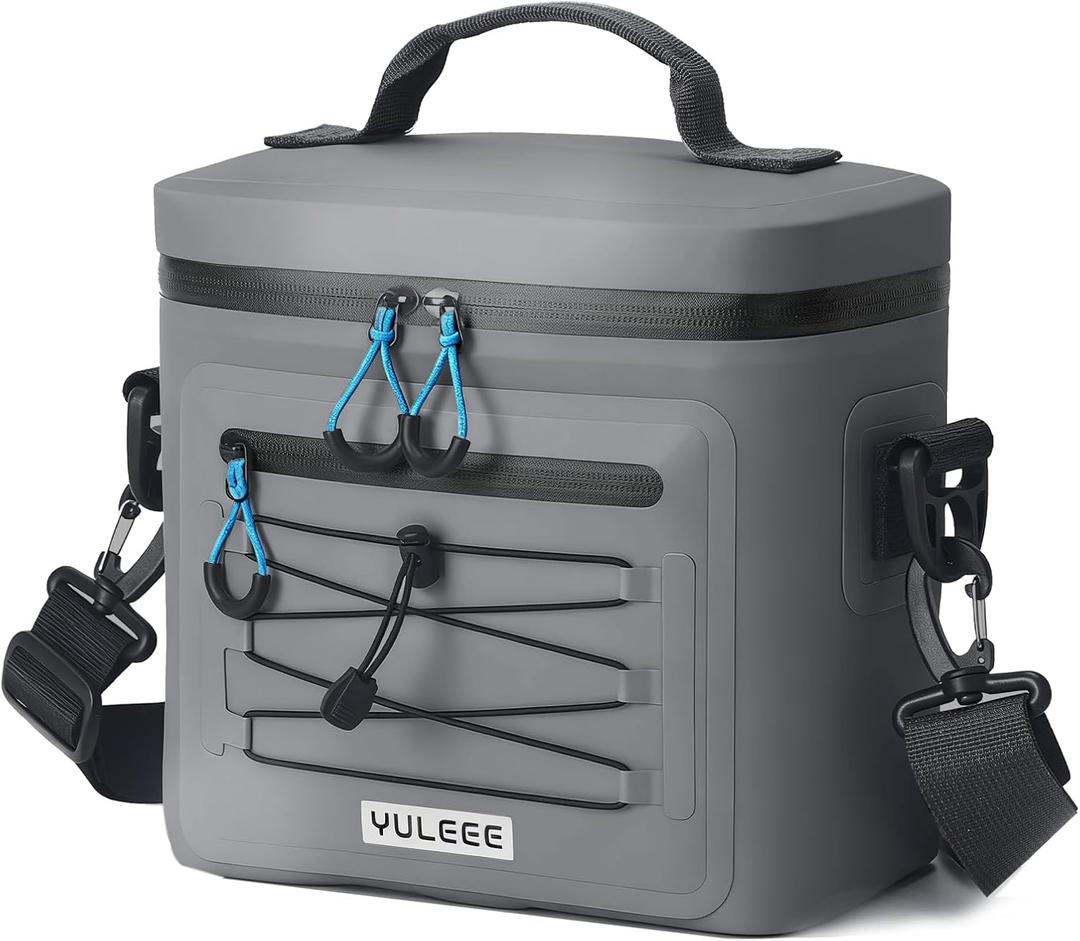 Cooler Bag, 7/16/30 Can Soft Sided Small Portable Insulated Cooling Pack, Everyday Lunch Cooler, Leakproof Ice Chest for Beach, Camping, Travel, Picnic (Gray)