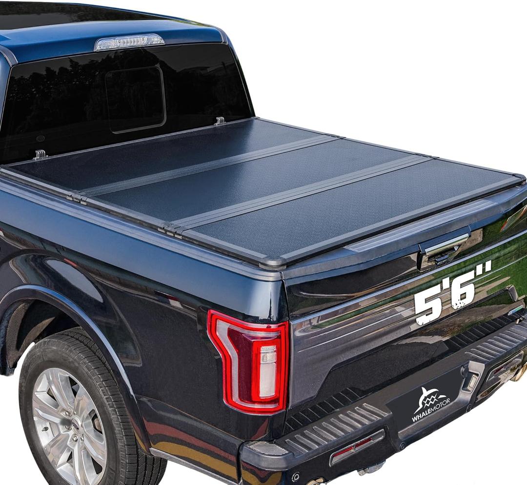 Hard Folding Truck Bed Tonneau Cover Compatible with Toyota Tundra 2014-2021 5.5 ft Short Box, Tri Fold Style