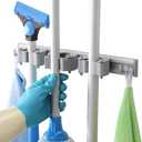 DrDirt Broom Holder Wall Mount  Heavy Duty Aluminum Mop and Broom Organizer with 3 Slots & 4 Hooks, Strong Wall Mounted Storage for Kitchen, Bathroom, Laundry Room, Garage, Closet