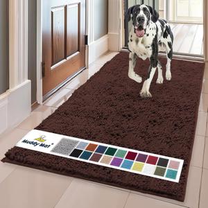 Muddy Mat | Super Absorbent Door Mat Indoor, Microfiber Quick Dry Chenille Entryway Rug, Non-Slip Front Door Mat, Indoor Mats for Entryway, Machine Washable Pet Rug, Brown 59"x24"