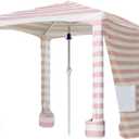 AMMSUN Beach Cabana, 6.5'6.5' Beach Canopy, Easy Set up and Take Down, Cabana Tent with Sand Pockets, Instant Sun Shade with Side Wall, Elegant Pink