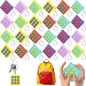 Zomiboo 24 Pcs Tic Tac Toe Game Party Favor Birthday Goodie Bag Easter Basket Stuffers Keychains for Kids 8-12 Classroom Prize Treasure Chest Carnival Prize Box Exchange Gift for Girl Boy (6 Color)