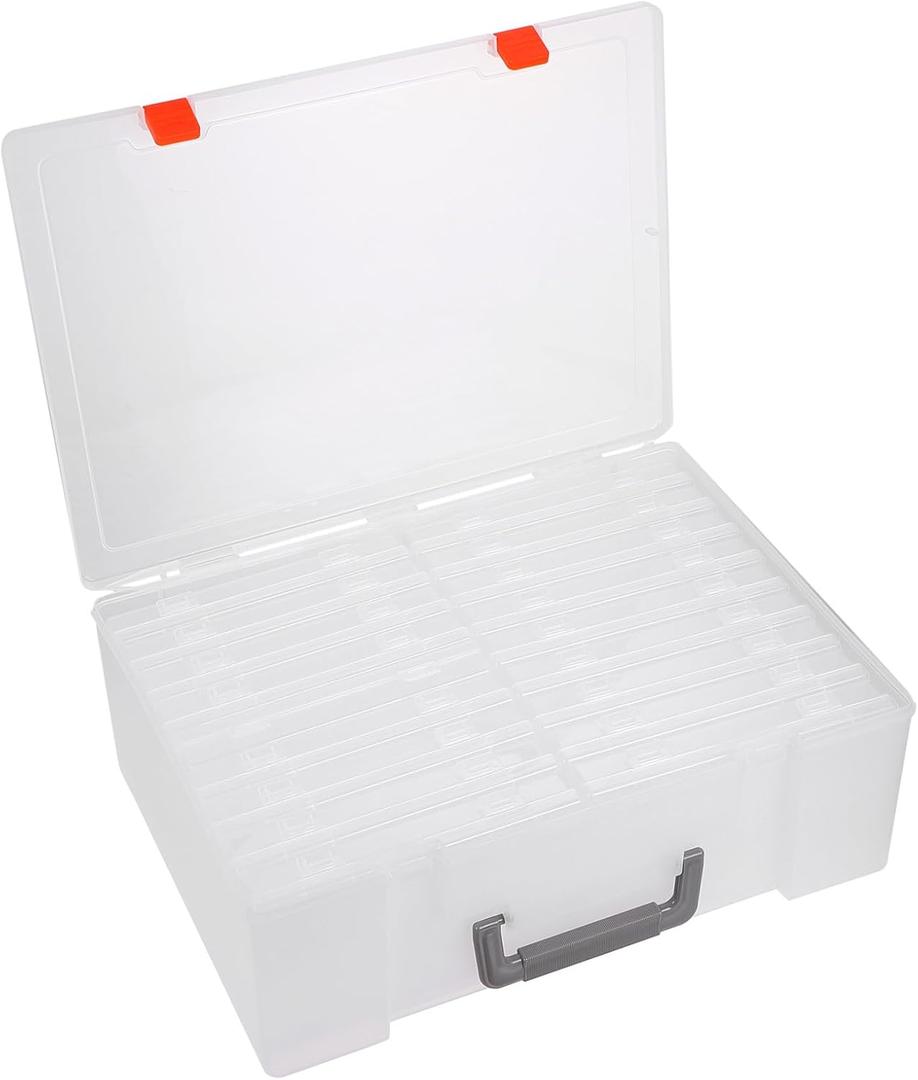 Multi-Function Photo Storage Box Organizer with Handle, Photo Case Keeper for Home and Travel, Archival Craft Storage Container for Cards and Pictures