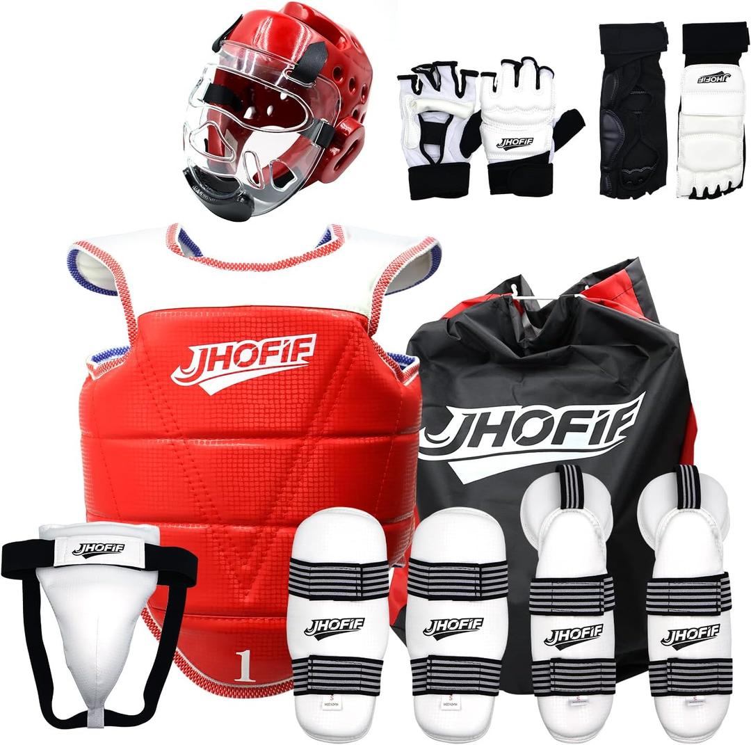 Sparring Gear 13PCS Set for Adult & Youth - Taekwondo Sparring Gear with Boxing Gloves, Headgear, Chest Guard, Boxing Equipment for Karate, Kickboxing, MMA Training & Competition