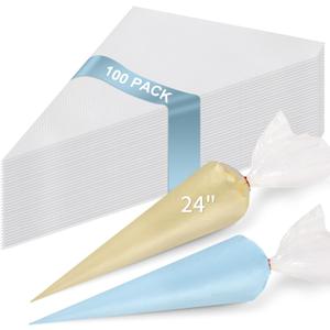 24 Inch Extra Large Piping Bags Disposable, 100 Pieces Icing Bags, Tipless Piping Bags, Thickened Pastry Bags, Non-Slip & Anti-Burst, Frosting Piping Bags for Cakes Cookies Decoration