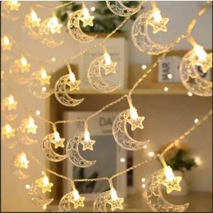  LED String Lights - Moon, Star, Castle, and Lantern Multi-Colored Party Decoration for Ramadan Eid Event