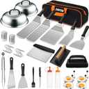 35PCS Griddle Accessories Kit, Flat Top Grill Accessories Set for Blackstone and Camp Chef, Grill Spatula Set with Enlarged Spatulas, Basting Cover, Scraper for Outdoor Barbecue
