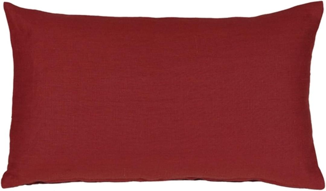 Tuscany Linen Red Throw Pillow 12x19 Rectangular, Complete with Pillow Insert