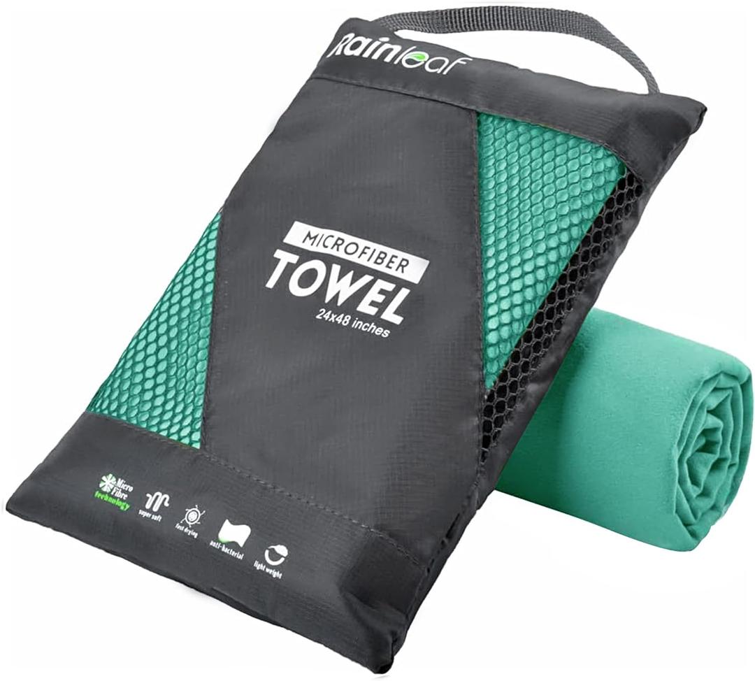 Rainleaf Microfiber Towel Perfect Travel & Gym & Camping Towel. Quick Dry - Super Absorbent - Ultra Compact - Lightweight. Suitable for Trip, Beach, Shower, Backpacking, Pool (60.00" x 30.00", Apple Green)