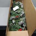  5 FT Artificial Christmas Tree Hinged w/ 200 Warm LED Lights & 126 Red Berries