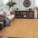 GRUHUM Jute Area Rug 6x9 Feet Rectangle Natural Fiber Boho Braided Handwoven Soft Farmhouse Rustic Vintage EcoFriendly Carpet Home Dcor Rugs for Living Room Hallways Bedroom Enterways 6x9'ft
