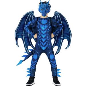 Morph Blue Dragon Costume for Kids, Dragon Wing Costume for Boys, Halloween Dress-Up, Fun Dragon Outfit (Large)