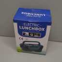 Eocolz Electric Lunch Box Food Heater 80-100W, Food Warmer with Dual Container 1.5L Portable Heated Lunch Box for Car Truck Work Stainless Steel Fork & Spoon 12/24/110V for Adults Lonchera Elctrica (Gray)