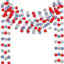 6 Pack Patriotic Star Streamers Garland Red White Blue Bunting Banner Paper Hanging Decorations for 4th of July American Independence Day Labor Day Holiday Memorial Day Party Supplies (50 Feet)