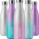 BJPKPK 17oz Insulated Water Bottles Stainless Steel,Sports Water Bottles Keep Cold for 24 Hours and Hot for 12 Hours,BPA Free,Glitter Silver Pink