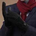 Winter Gloves for Men, Leather Gloves Mens Thermal GloveTouch Screen Resistant Windproof for Running Cycling Driving (Black)