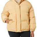 Amazon Essentials Women's Relaxed-Fit Mock-Neck Short Puffer Jacket (Previously Daily Ritual), Light Camel, 4X
