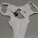 CHYRII Women's Sexy Cutout Lace Up Backless High Cut One Piece Swimsuit Monokini (Medium, White)