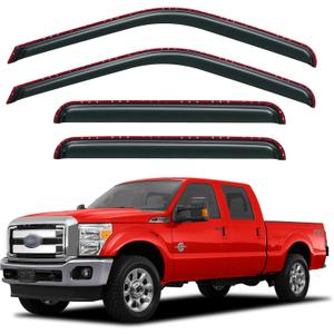 in-Channel Window Rain Guards for 1999-2016 Ford F250 F350 F450 F550 Super Duty SuperCrew Cab, Window Visors Vent Guard Shades Deflectors, 4-Fullsize-Door