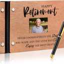 Wood Retirement Guest Book with Signature Pen Retirement Party Decorations Supplies Gifts for Women Men Office Colleague Advice and Wishes(Retirement)