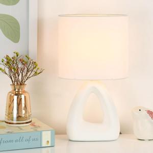 LILA Small Modern Ceramic Table Lamp, Off White, 6.7x3.94xH11.8IN, Bulb Excluded, Kids & Night Table Lamp