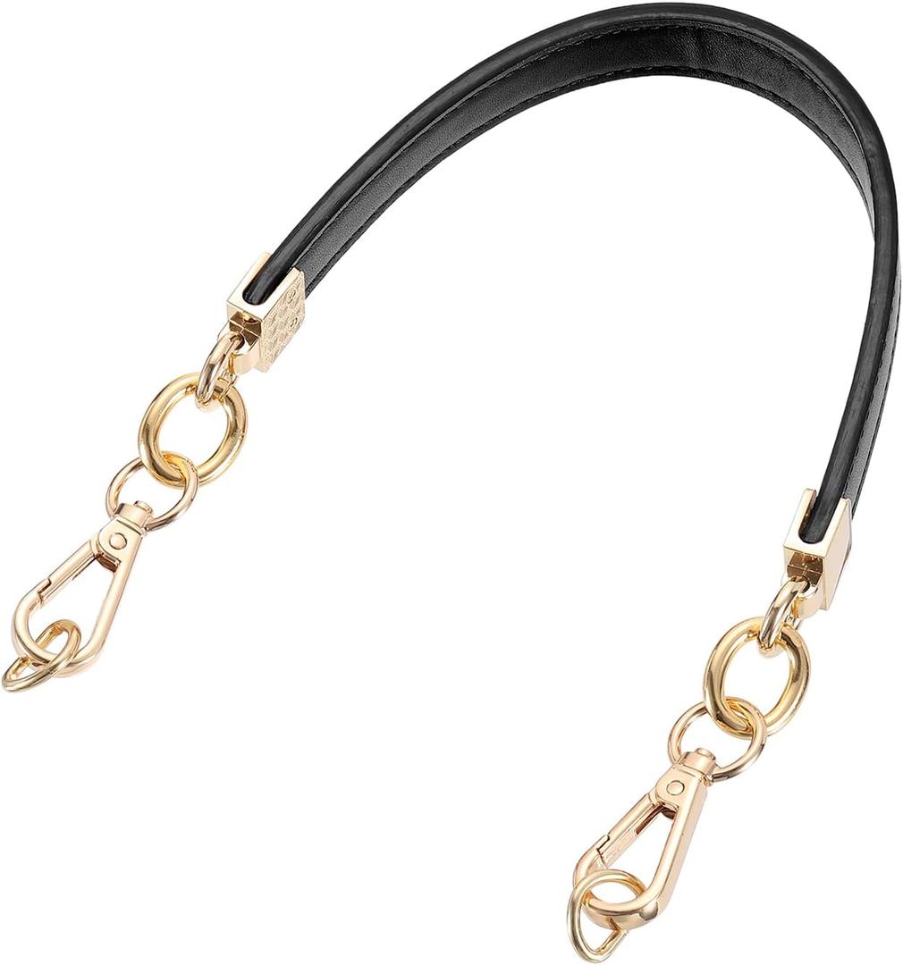 uxcell Leather Purse Handle, 40cm/15.75" PU Purse Replacement Strap for Women's Handbag Underarm Bag Tote (Black)